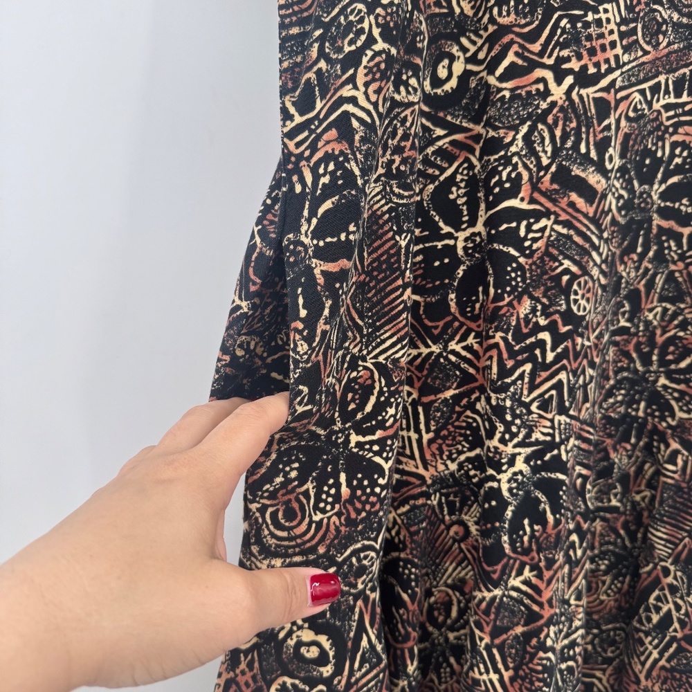 Hilo Hattie Dress Women Medium Brown Hawaiian Drop Waist 80s Cap Sleeve Vintage - Picture 3 of 11
